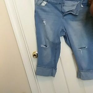 Cuffed/ ripped jean by Ashley Stewart